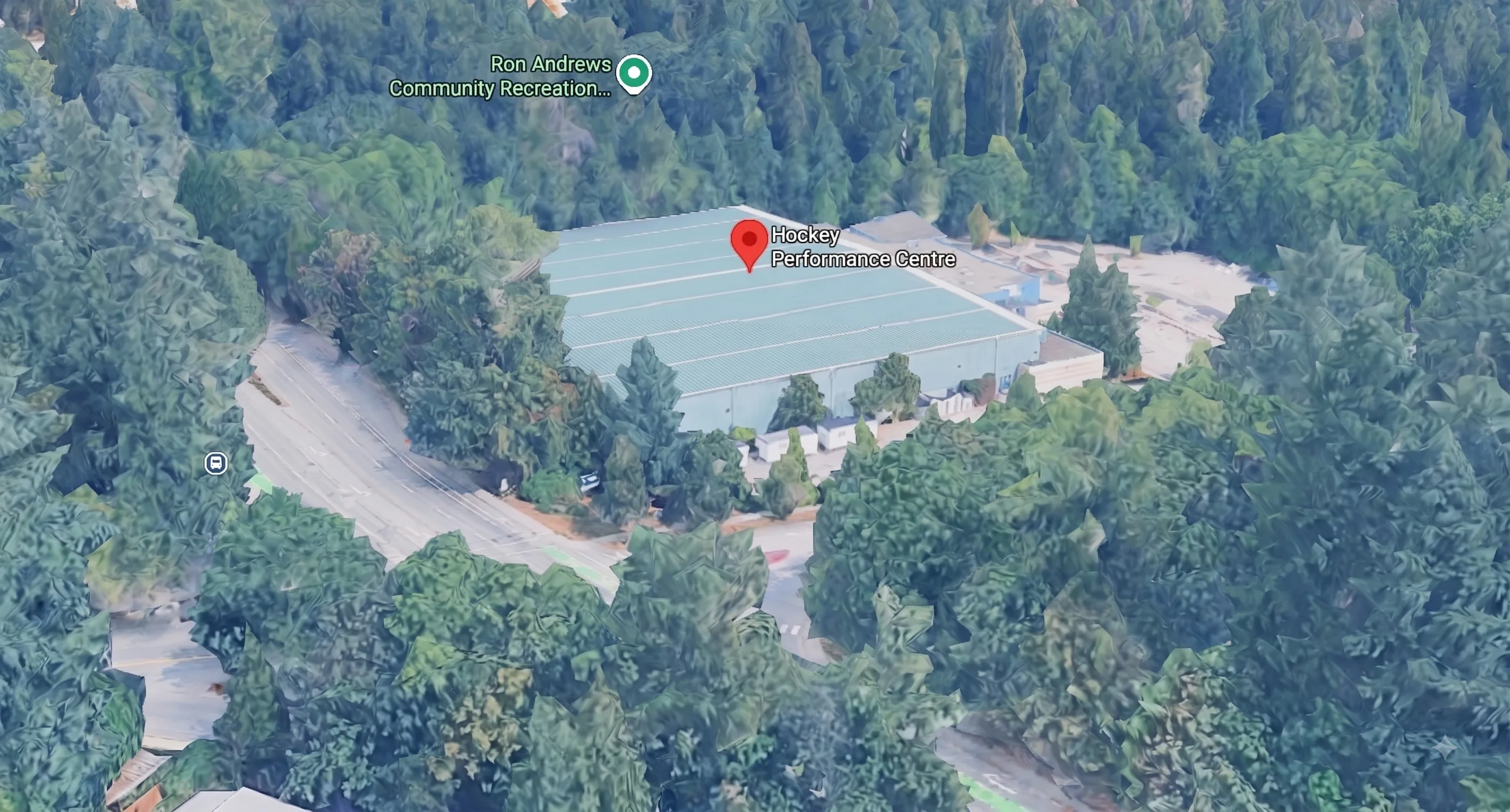 Aerial view of the Hockey Performance Centre in North Vancouver